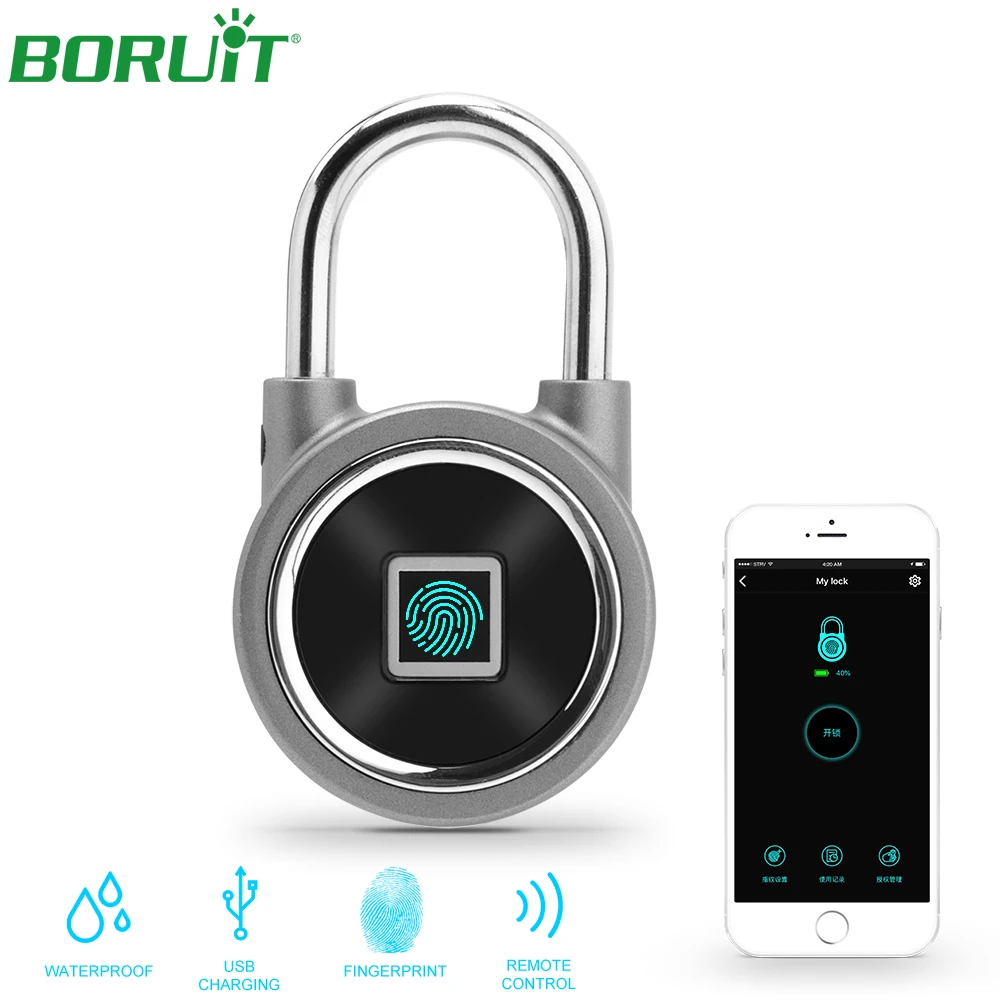 

Smart Keyless Fingerprint Lock Bluetooth APP Unlock Waterproof Electronic Door Lock USB Rechargeable Anti-theft Security Padlock