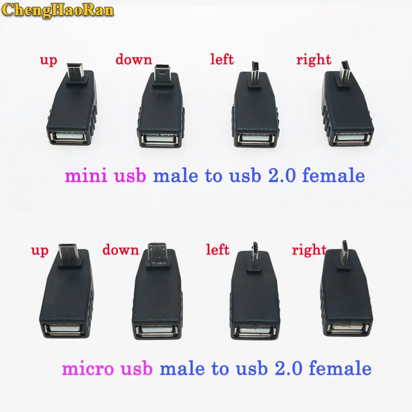 ChengHaoRan mini/micro usb jack male to female 2 0 вверх/вниз/влево/вправо разъем 90 градусов micro extend
