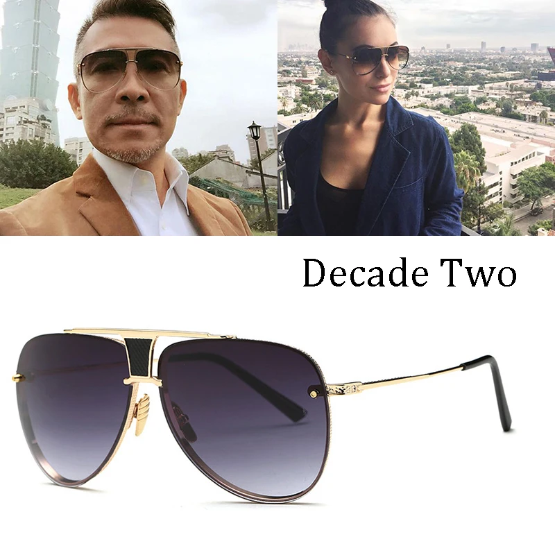 

LVVKEE design Fashion Luxury brand Decade Two Style Gradient lens Sunglasses Men Vintage Brand Design Sun Glasses Oculos De Sol