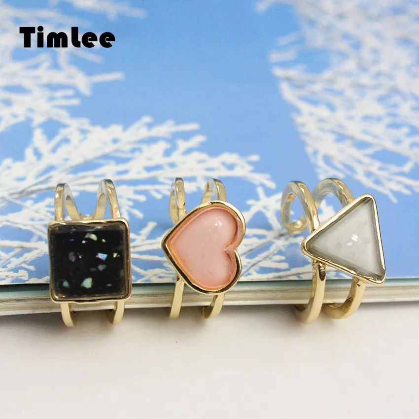 Кольцо на палец Timlee R006 с милой геометрией и розовым сердечком модные аксессуары