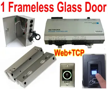 

1 Glass Door Frameless Bolt Lock kit Web Controller+1 New Metal Case BioFingerprint reader+1 Glass Electro bolt lock+PC software