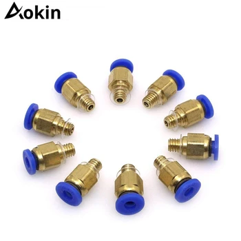 

Aokin 10pcs/lot PC4-M6 Pneumatic Connectors Bowden Filament J-head Coupler Fittings For Reprap 3D Printer Feeding Hotend
