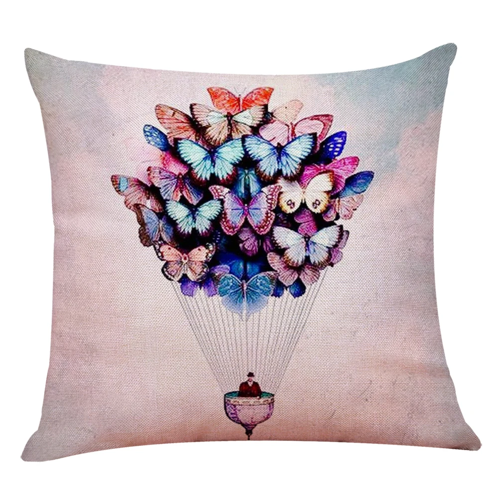 

Colorful Butterfly Pattern Pillow Cover Cotton Linen Home Decoration Throw Pillow Cover Decorative Sofa Car Cushion Cover