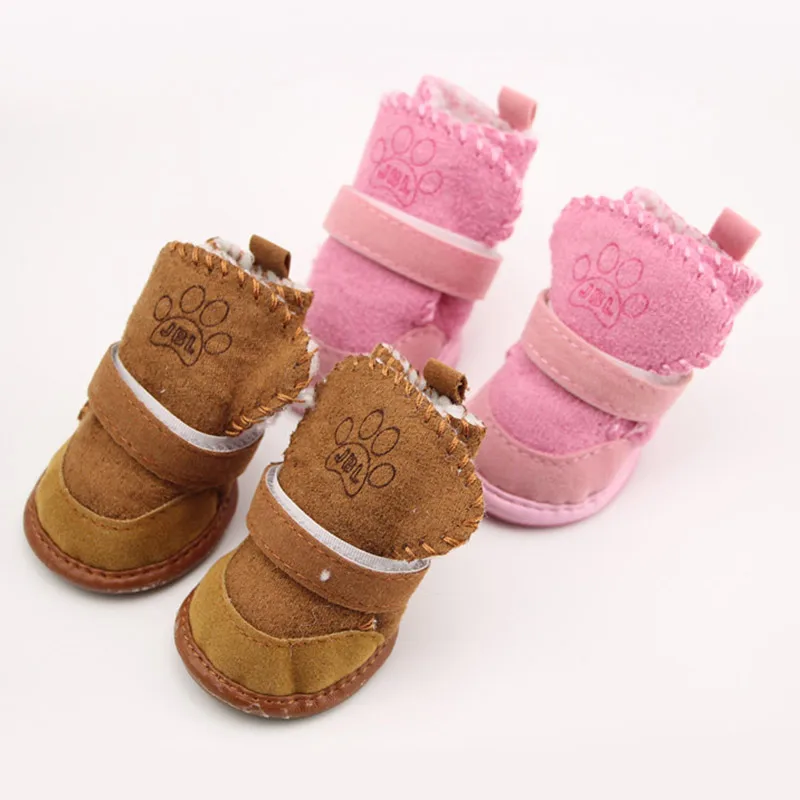 Мягкая обувь для домашних животных, короткие плюшевые зимние теплые сапоги для домашних животных, непромокаемые Нескользящие ботинки для