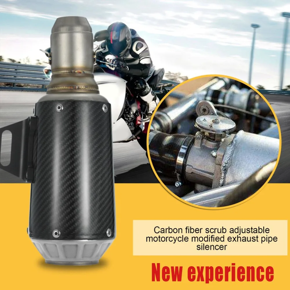 

Adjustable Motorcycle Exhaust Muffler Carbon Fiber Exhaust Pipe Frosted Noise Killer Silencer Refitting Equipment SLD150-CHS03
