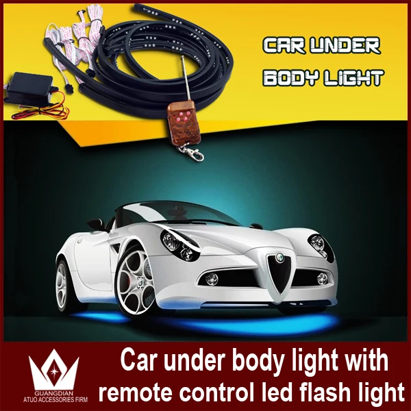 ФОТО Night Lord IP68 Waterproof 90*120 Colorful led under car light RGB Chip Auto chassis light kit with remote control Free shipping