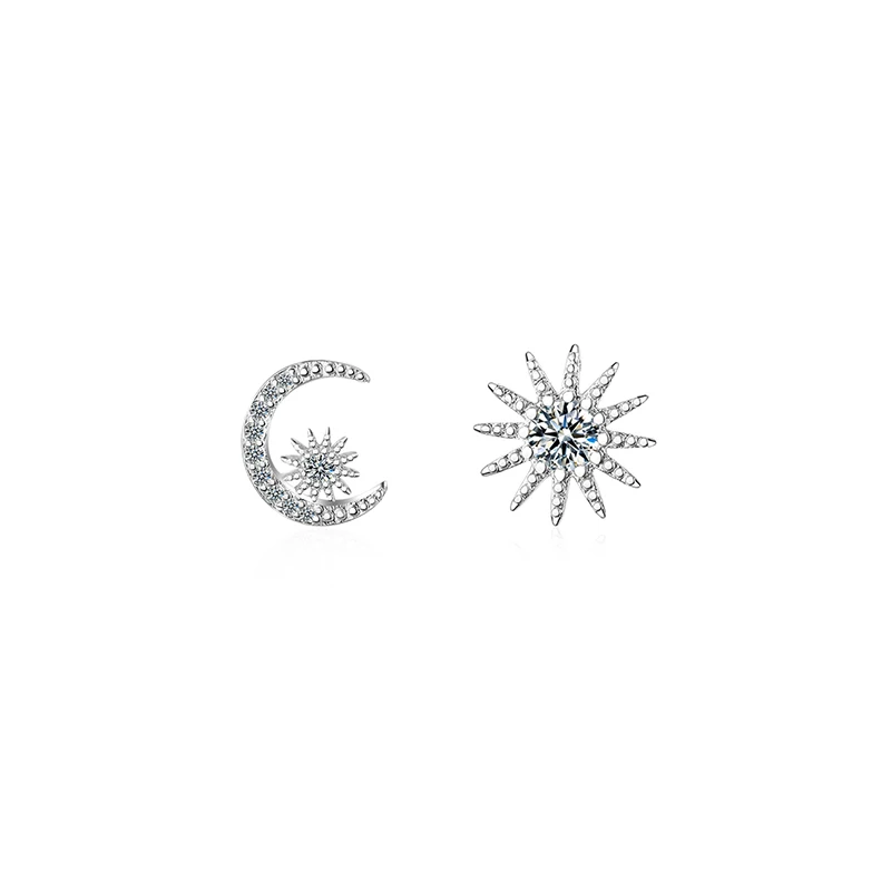 

New arrival Gold Silver Color Star Stud Earrings For Women Girls Fashion Micro Set Cubic Zirconia Sun Moon Earrings Jewelry