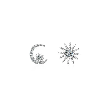

New arrival Gold Silver Color Star Stud Earrings For Women Girls Fashion Micro Set Cubic Zirconia Sun Moon Earrings Jewelry