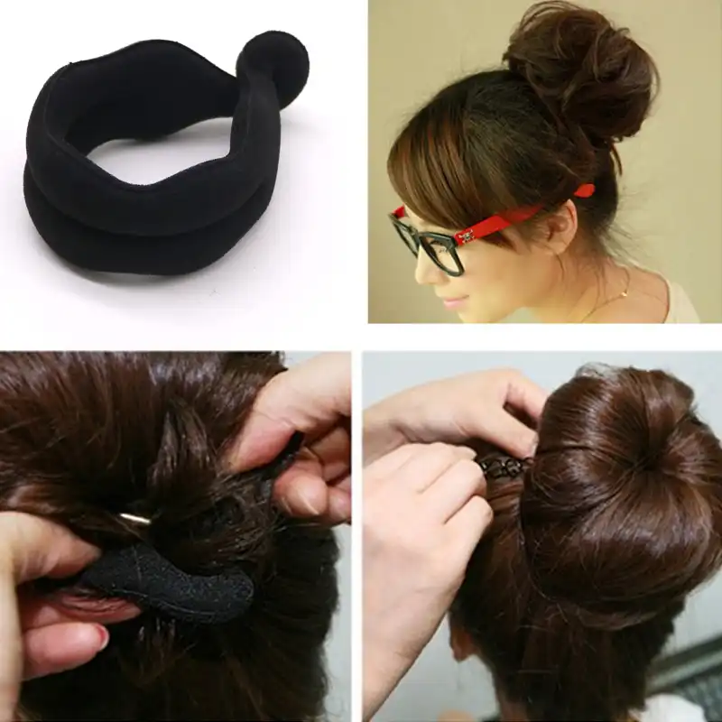 2pcs Women Magic Foam Sponge Hairdisk Hair Device Donut Quick
