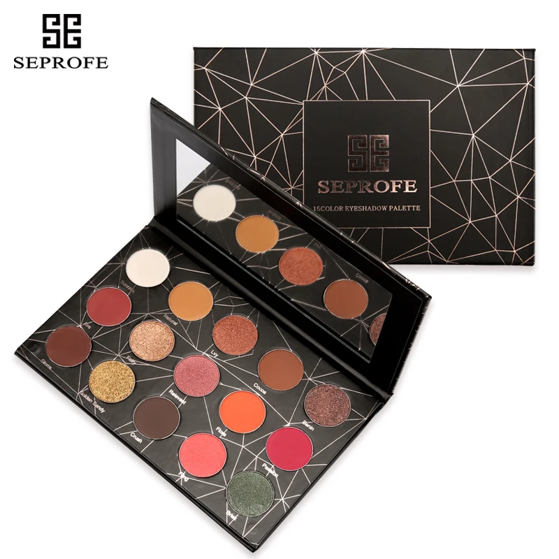

SEPROFE Eyeshadow Black Marble diamond pattern 15 Colors PALLETE Make up Matte Shimmer Pigmented Eye Shadow Powder long lasting