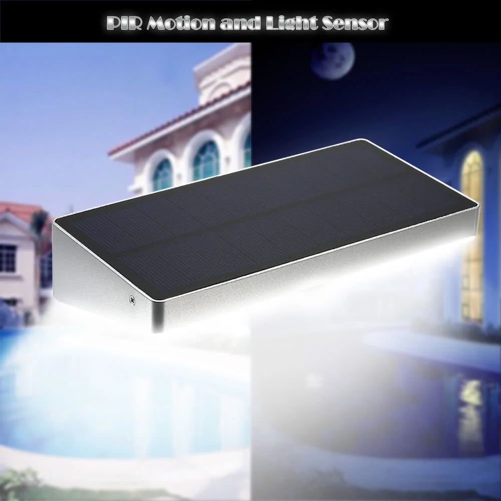 

Solar Light 48 LED 760 Lumen PIR Motion Sensor Waterproof with Aluminum Alloy Frame Wall Light for Garden Yard Pathway Outdoor