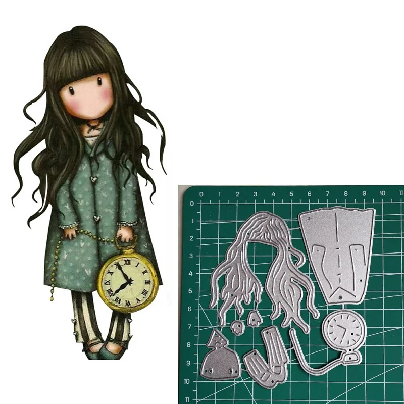

Metal Cutting Dies Little doll clock 2019 Scrapbooking Craft Dies Cut Stamps Embossing Stencils Invitation Card