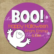 Пользовательские счастливые наклейки на тему Хэллоуина, Хэллоуин сувениры метки, кекс toppers, вечерние украшения Детские эмблемы, детский душ, конфеты бар