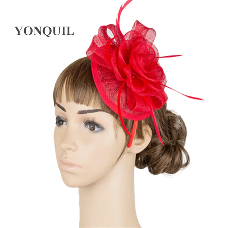 

Lady Flower fancy feathers Fascinator Hat Wedding Hair Accessories Women Headwear For occasion Cocktail Party headpiece MYQ029