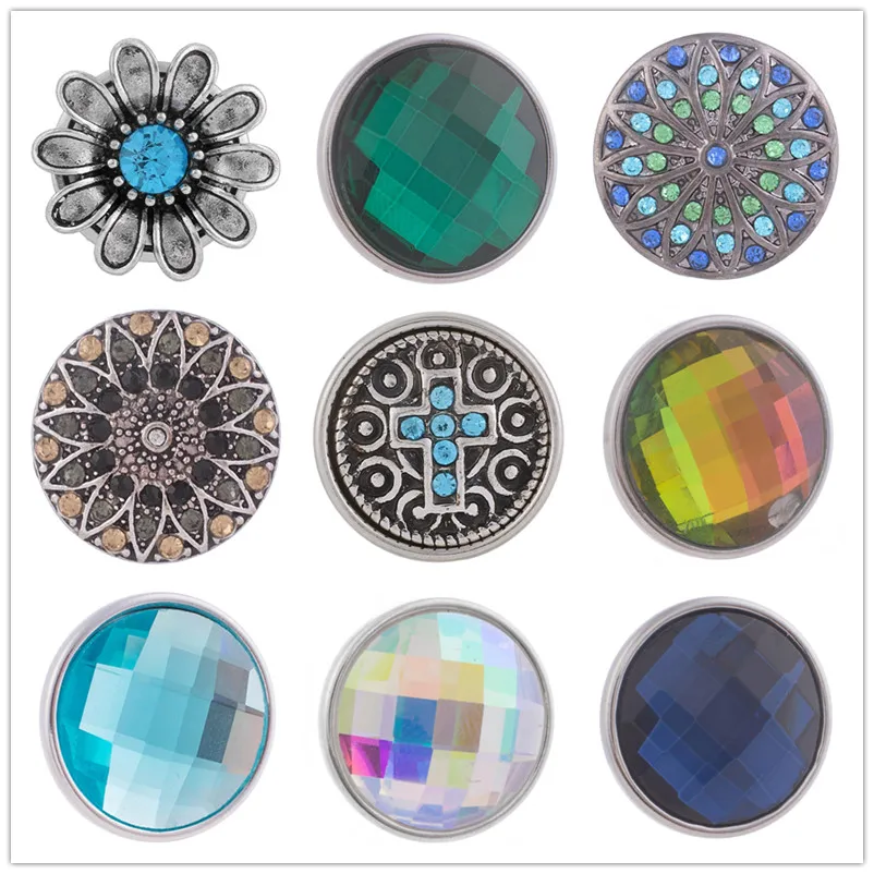 

9pcs/lot Mix 18mm Snap Button Jewelry Charms Ginger Button for Snap Fit DIY Snap Bracelets&Bangles Accessory for Women KB3422