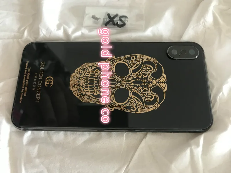 Превосходное качество, роскошная задняя крышка для iphone X, xs, xs, max, 24 k, золотой череп, дизайн, корпус, новинка,, для iphone X, 24CT, золото