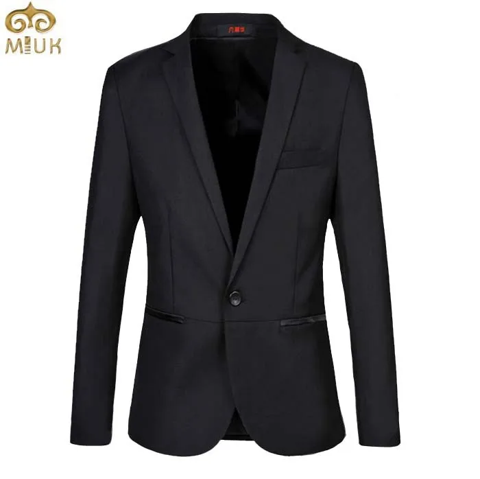 MIUK Solid Large Size 6XL 5XL Blazer Men 11.11 2017 New Arrival Black