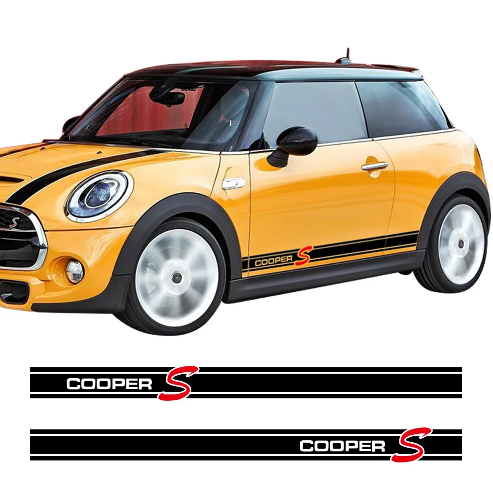 سيارة الجانب تنورة عتبة سباق شريط ملصق سيارة و صائق ل BMW ميني كوبر r56 r57 r58 r60 r61 f56 r50 r53 r52 f55 سيارة التصميم