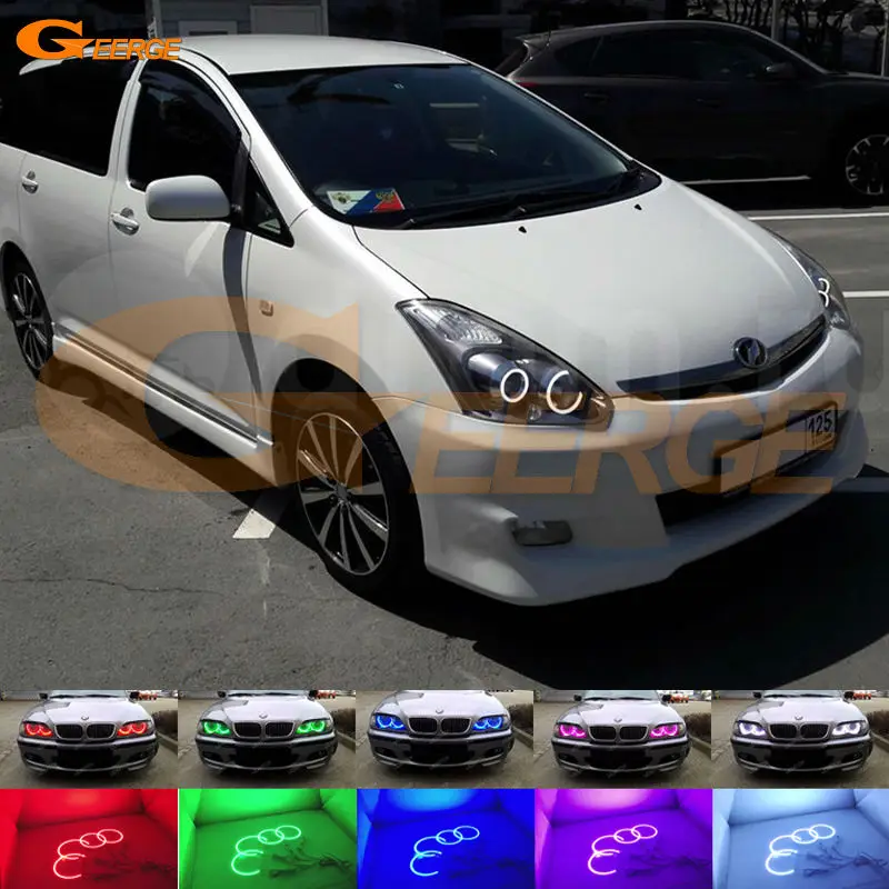 For TOYOTA WISH 2005 2006 2007 2008 2009 Excellent Angel Eyes kit Multi-Color Ultra bright RGB LED Angel Eyes Halo Rings for hyundai azera 2006 2007 2008 2009 2010 excellent angel eyes multi color ultra bright rgb led angel eyes kit halo rings