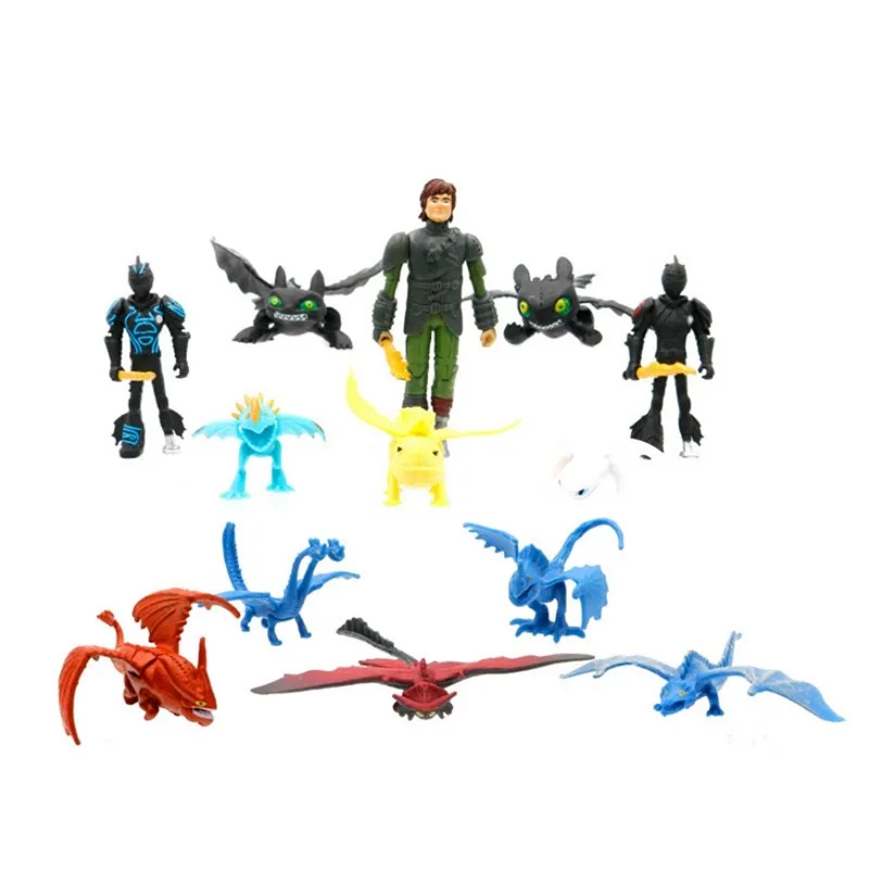 

New 13 Pcs How To Train Your Dragon Action Figure Toys Night Fury Light Fury Toothless Dragon Figure Model Toys Kids Gift