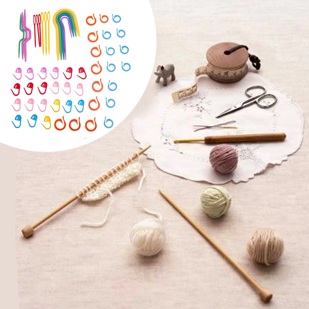 Пластиковые вязальные инструменты для вязания спицами, крючком, зажимом, крючком, смешанных цветов, аксессуары для вязания, ручной набор для шитья