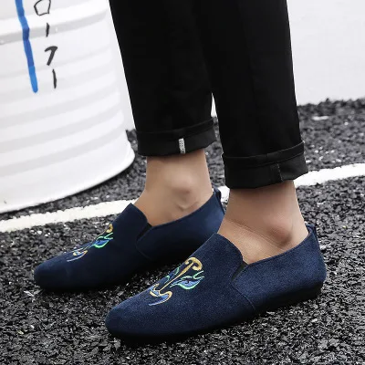 Мужская обувь с закрытым круглым носком на плоской нескользящей подошве; модная повседневная обувь из парусины; мужская обувь - Цвет: 16 blue