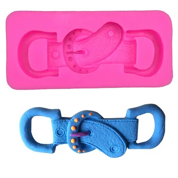 Free shipping Fashion belt buckle shape mould kitchen restaurant bar fondant silicon mold non-stick cake decoration F0010