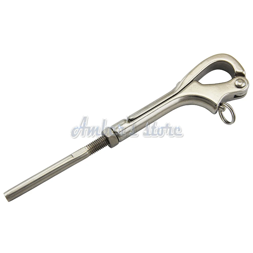 4 inch Openable Pelican Hooks Shackle 316 Stainless Steel Quick Release Hand Rail Guardrails w/ Stud Terminals