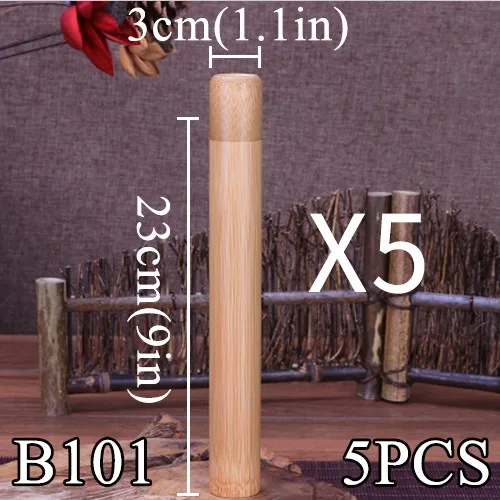 Бамбуковая трубка, маленькие пустые бутылки, мини банка для хранения специй, чайная коробка, контейнер с крышкой, образец сообщения, бутылка для свадьбы - Цвет: 3X23CM5PCS