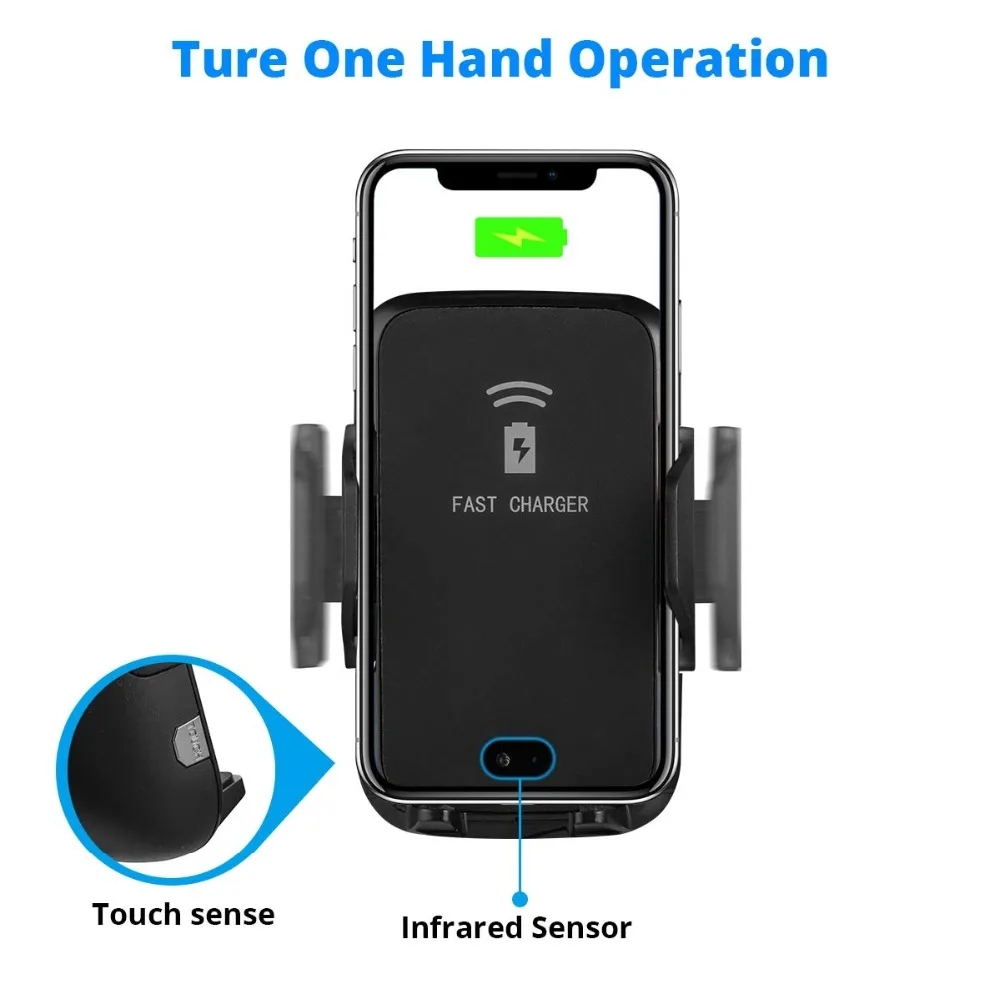 FDGAO 10 W سريع تشى سيارة لاسلكية شاحن التلقائي حامل هاتف ل فون XS XR X 8 زائد سامسونج S10 S9 ملاحظة 9 سريعة تهمة جبل