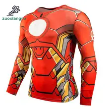Zuoxiangru футболка бегущая Мужская футболка с длинными рукавами Высокая эластичные трико дышащая быстросохнущая Тренажерный Зал Фитнес Футболка супергерой