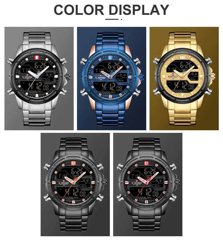Мужские s часы Топ люксовый бренд NAVIFORCE мужские спортивные часы мужские кварцевые светодиодный цифровые часы мужские полностью стальные военные наручные часы