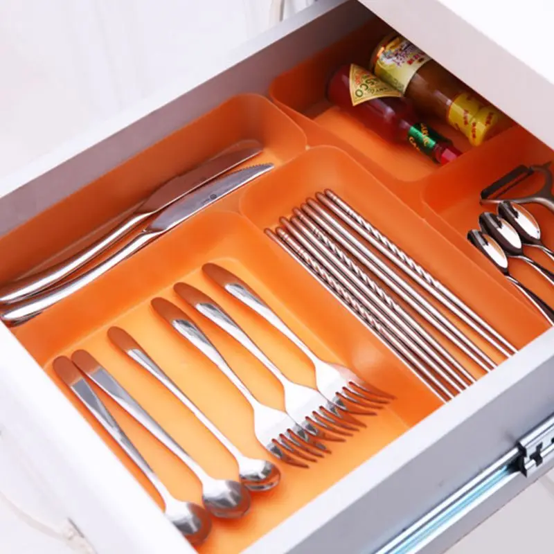 

Drawer Kitchen Cutlery Cabinet Tableware Case Makeup Storage Box Home Organizer 3 Color S/M/L Storage Bins