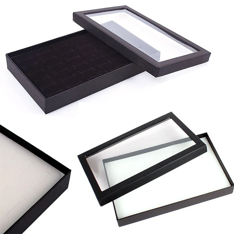 36 Slots Earring Case Display Jewelry Organizer Tray Ring Box Storage 21.7x13.5x3cm