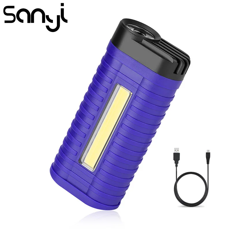 

SANYI USB Recharging Built-in Battery Portable Lamp 2 Modes Mini Flashlight Torch for Hunting Camping Working Light
