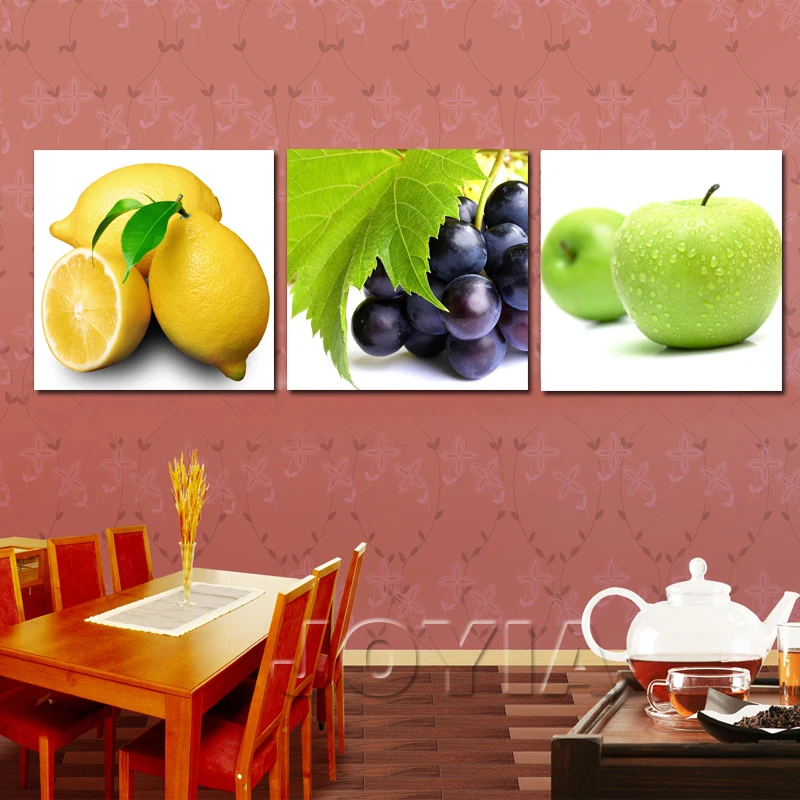 3 Piece Kitchen Decor Fruit Canvas Painting Wall Art Hanging Modern