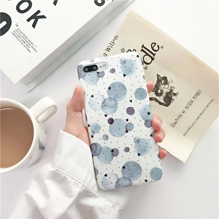 

Gimfun Dark Blue Vintage Polka Dots Phone Case for Iphone 7 Fresh Soft Silicone Case for Iphone 6 6s 8 Plus Back Cover Capa