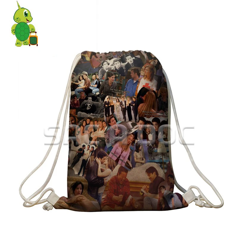 

Famous TV Show Friends Overlay Printed Drawstring Bag Women Men Softback Travel Bags Children School Bags Portable Shopping Bag