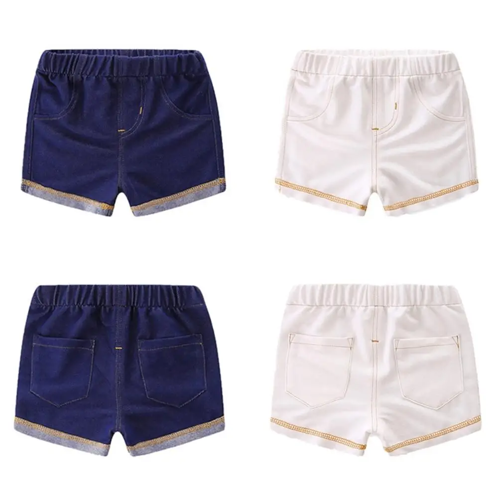 2-7T летние детские однотонные шорты с принтом для мальчиков и девочек; брюки; Детские повседневные джинсовые шорты до колена; 1 предмет