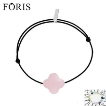 FORIS брендовые ювелирные изделия ручной работы 925 пробы серебряный черный веревочки четыре листа клевера кристалл браслеты для девочек ребенок PB021