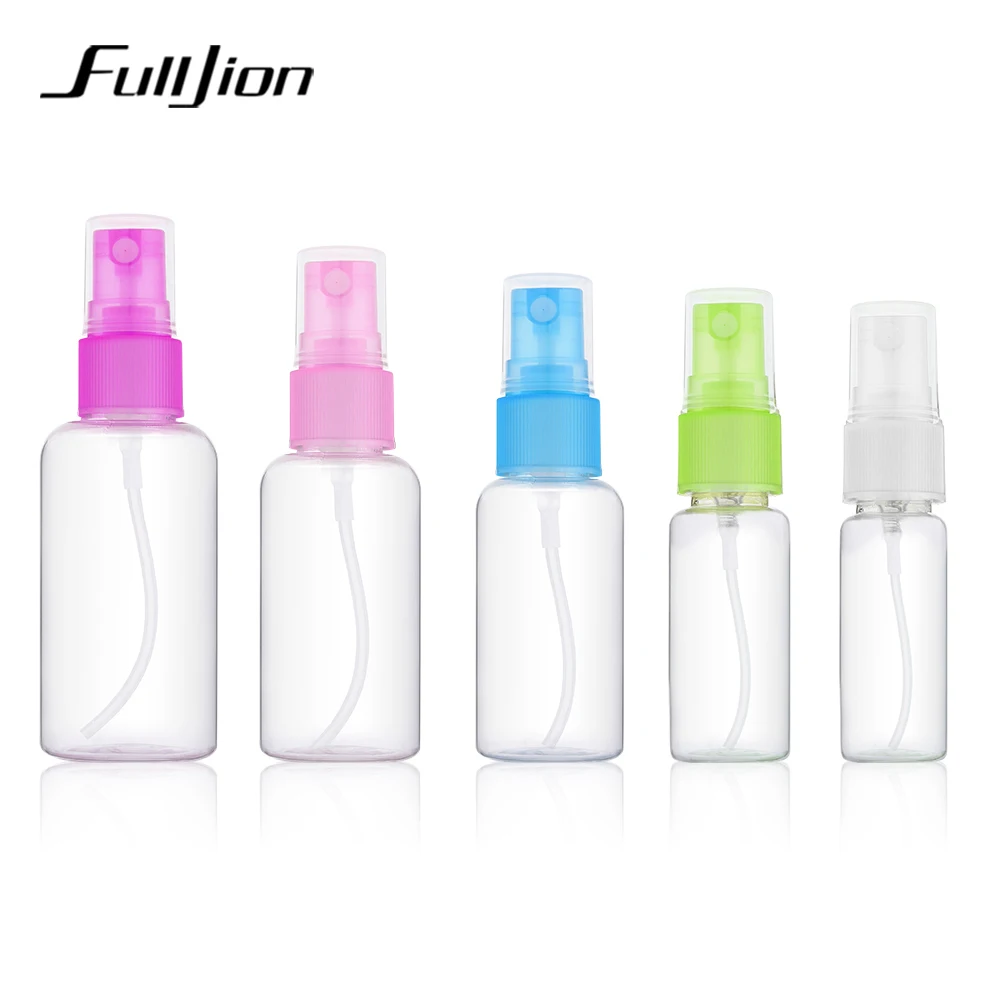 Fulljion 1 قطعة زجاجة رذاذ صغيرة المحمولة البلاستيك شفافة العطور إعادة الملء زجاجات فارغة السفر مرطبان مستحضرات تجميل لون عشوائي
