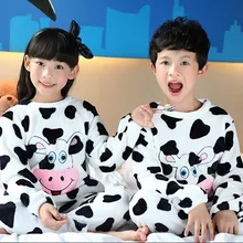 Hot Sale 2016 Kids Pajamas Autumn Winter Cartoon Boys Pyjamas Pijama Infantil Kids Girls Thicken Flannel Pijama Pyjama Enfant