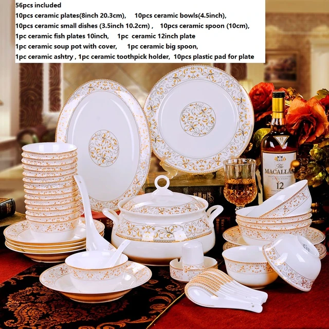 Bone China Tableware Set Porcelain  Porcelain Kitchen Utensil Set - 56pcs  Porcelain - Aliexpress