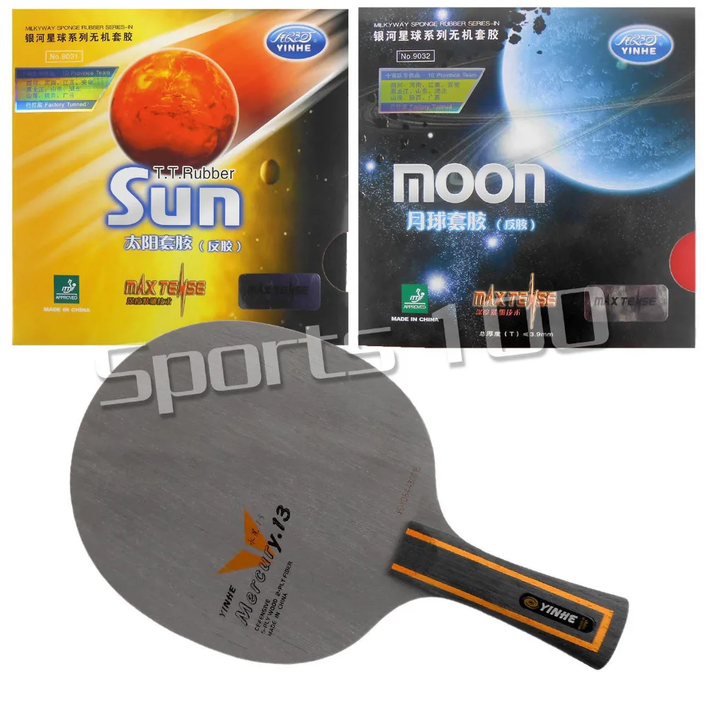 

Pro Table Tennis Combo Paddle Racket Galaxy YINHE Mercury.13 Blade with Sun and Moon Factory Tuned Rubbers Long Shakehand FL