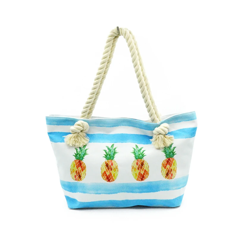 Сумка тоут женская холщовая с фламинго и пеньковой веревкой|beach bag|shoulder bagsbags female |