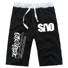 Аниме Меч онлайн прямые шорты по колено хлопок повседневные Фитнес пляжные шорты тренировочные штаны с карманами брюки для отдыха