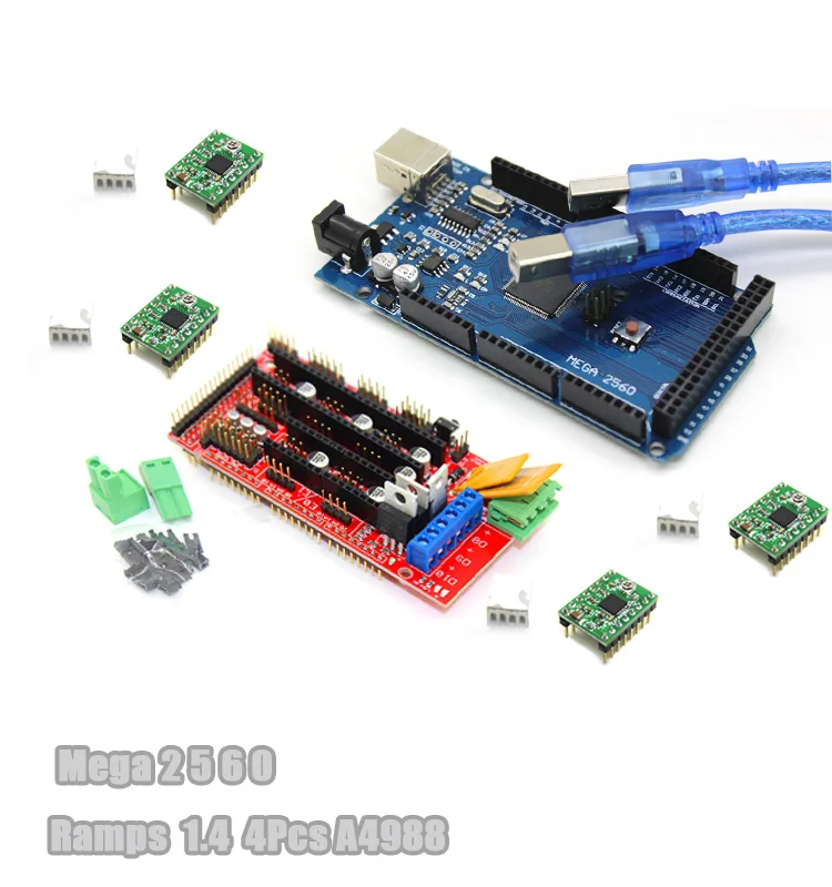 3d Принтер Комплект Reprap Mega 2560 R3 для arduino+ 1 шт. RAMPS 1,4 контроллер+ 4 шт. A4988 модуль шагового драйвера