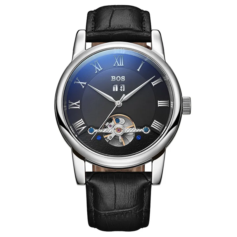 New Brand Luxury Business Multifunctional Hollow Tourbillon Automatic Mechanical Men's Leather Watch Relogio Masculino