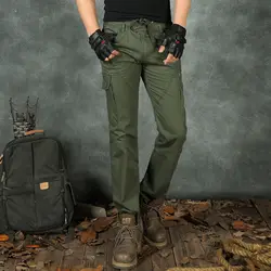 Модные хлопковые Pantalon Homme Мульти Карманы Черный Армейский зеленый Цвет Брюки карго Военная Униформа Стиль