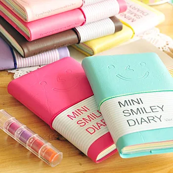 

2 pieces special offer lovely smile face set pad smile leather diary memos notebook mini student notebook for student
